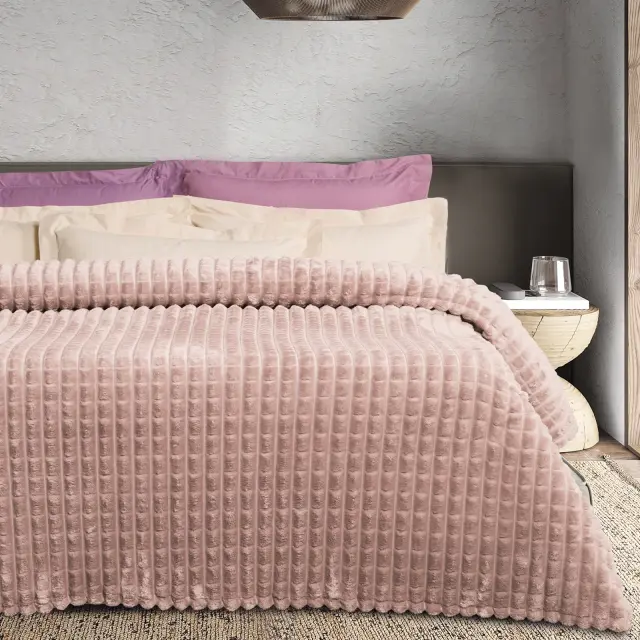 Κουβέρτα 220x240 Υπέρδιπλη 330gsm Fleece Das Home 1388 Nude 100% Πολυέστερ