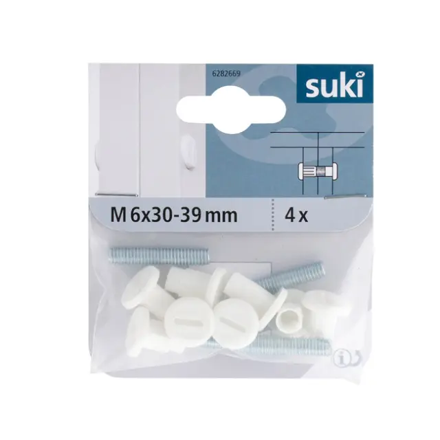 Βίδα Σύνδεσης M6x30-39mm Ατσάλι/Πλαστικό Λευκό 2