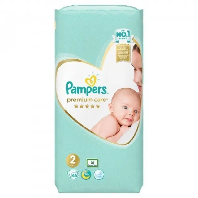 PAMPERS Πάνες No2 με Αυτοκόλλητο Premium Care για 4-8kg 46τμχ