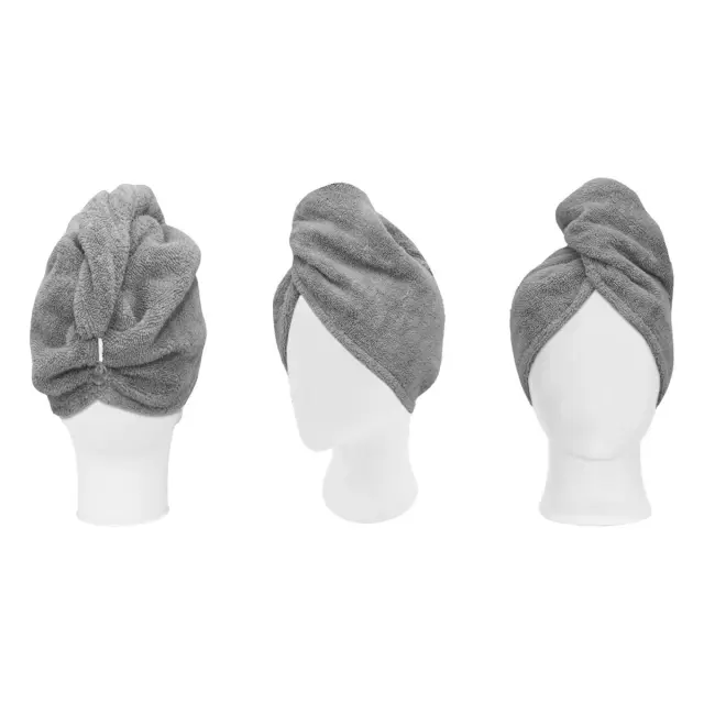 Πετσέτα-Τουρμπάνι Μαλλιών One Size Beauty Home Art 3406 Γκρι 100% βαμβακερό 3