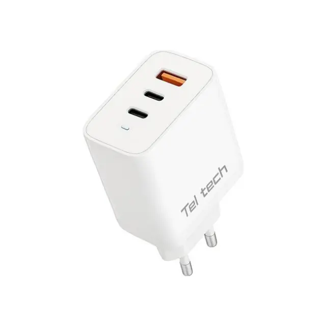 Teltech Φορτιστής GaN 1x USB-A / 2x USB-C 65W QC PD White (36567)