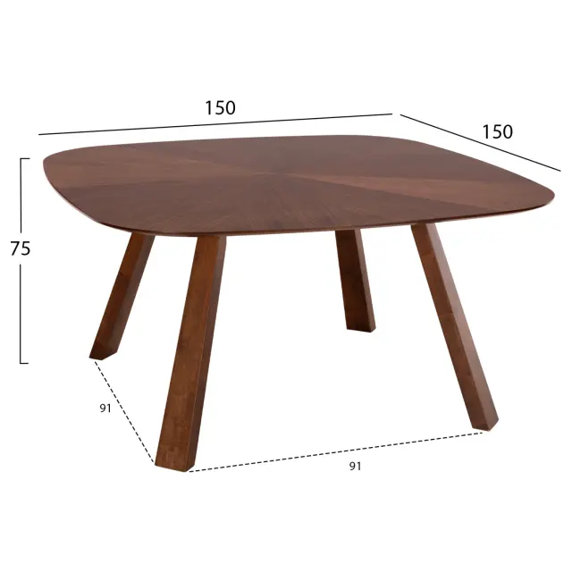 ΤΡΑΠΕΖΙ ΤΡΑΠΕΖΑΡΙΑΣ FB99733 MDF ΜΕ ΚΑΠΛΑΜΑ ΚΑΡΥΔΙΑΣ 150x150x75Υ εκ. 2