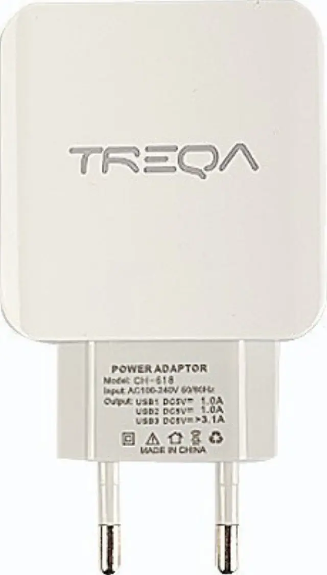 Treqa Φορτιστής Χωρίς Καλώδιο με 3 Θύρες USB-A Λευκός (CH-618)