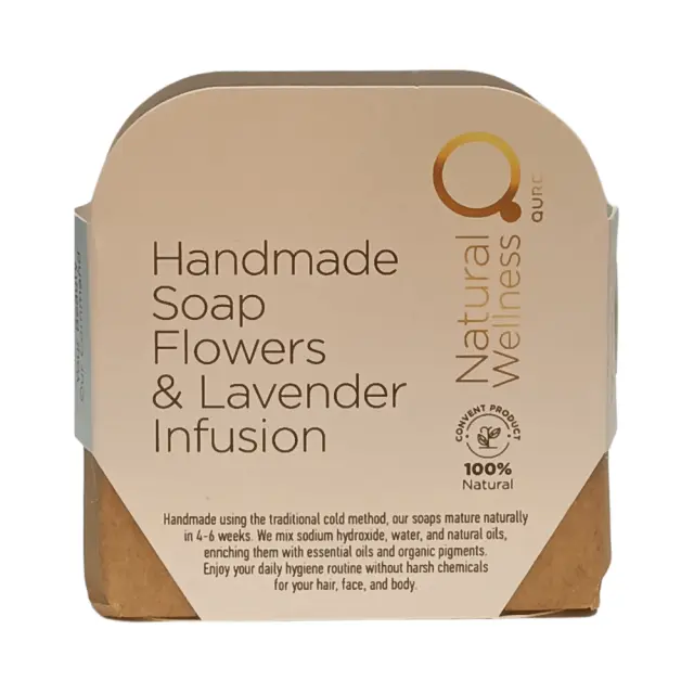 Handmade Soap Flowers and Lavender Infusion 90-110g by Natural Wellness - Χειροποίητο Σαπούνι με Ανθόνερο και Έγχυμα Λεβάντας 90 – 110 g