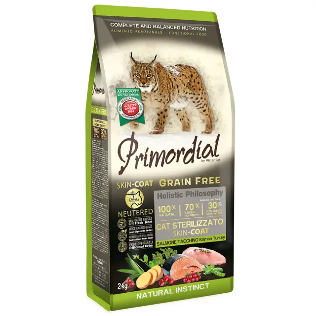 Primordial Cat Neutered Ski and Coat Salmon-Turkey 2kg