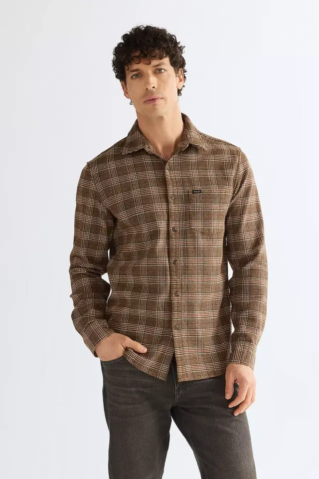 Wrangler Ανδρικό Καρό Πουκάμισο 1 PKT 112386948 - Kangaroo - XXL
