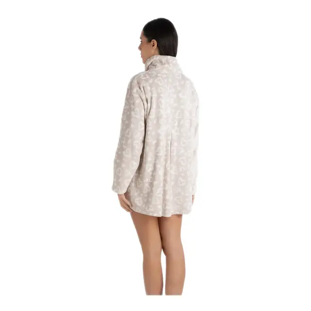 Rachel Γυναικεία Ζακέτα Fleece με Φερμουάρ Hearts, Χρώμα Μπεζ 2