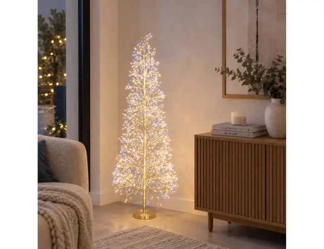 Διακοσμητικό δέντρο με 1600 φωτάκια LED, Χρονοδιακόπτη, Dimmer και ύψος 150cm - Θερμό Λευκό AX5393540