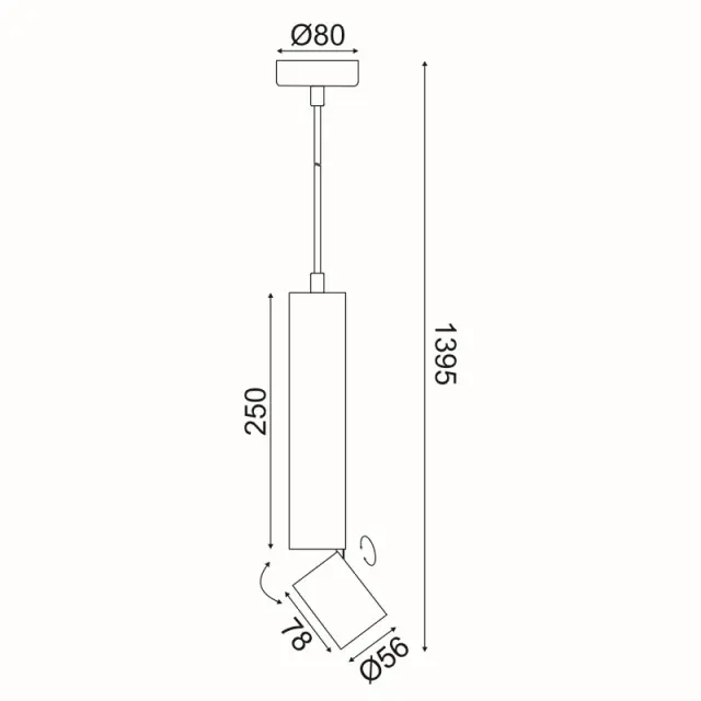 ΚΡΕΜΑΣΤΟ Φ/Σ 1XGU10 BABEL ΜΑΥΡΟ ΜΕΤ/ΚΟ IP20 D5,6XD8XH140CM / RA3551PBK 3