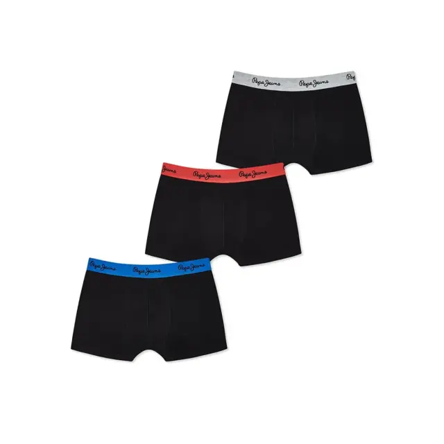 Pepe Jeans Ανδρικό Boxer Short Trunk Justin - Τριπλό Πακέτο, Χρώμα Black/Blue-Grey M.-Red WB - S