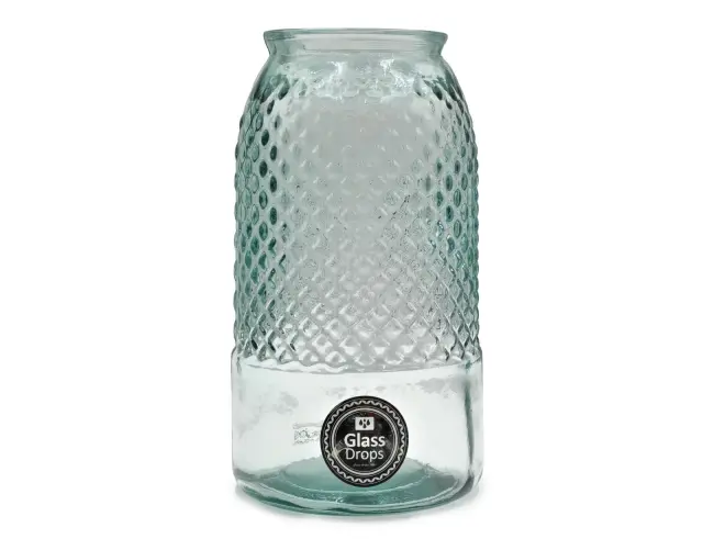 Διακοσμητικό Βάζο Glass Drops Diamante (5947) Aπό 100% ανακυκλωμένο γυαλί, Xωρητικότητας 3.6L, Διαστάσεων Ø 15 x Υ 28 cm 5947 3