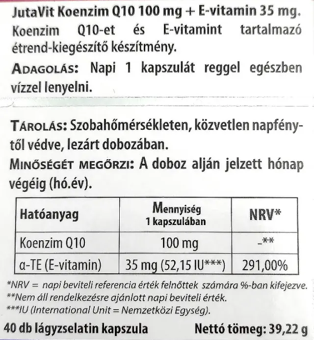 JutaVit Coenzyme Q10 100 mg + Vitamin E capsule 2