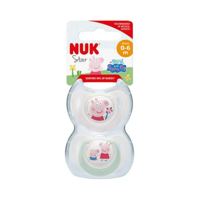 Nuk Πιπίλες Σιλικόνης με Θήκη Peppa Pig Star για 0-36 μηνών 2τμχ 2