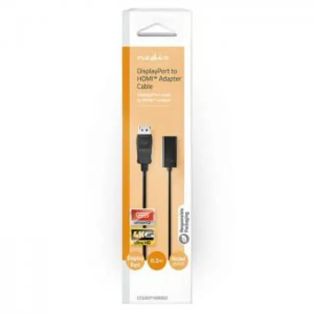 Καλώδιο DisplayPort αρσ. - HDMI θηλ., 0.20m σε μαύρο χρώμα. 3