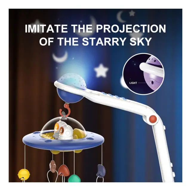Μουσικό Κρεβατιού Με Προβολέα Bebe Stars Spaceship 860-120 3