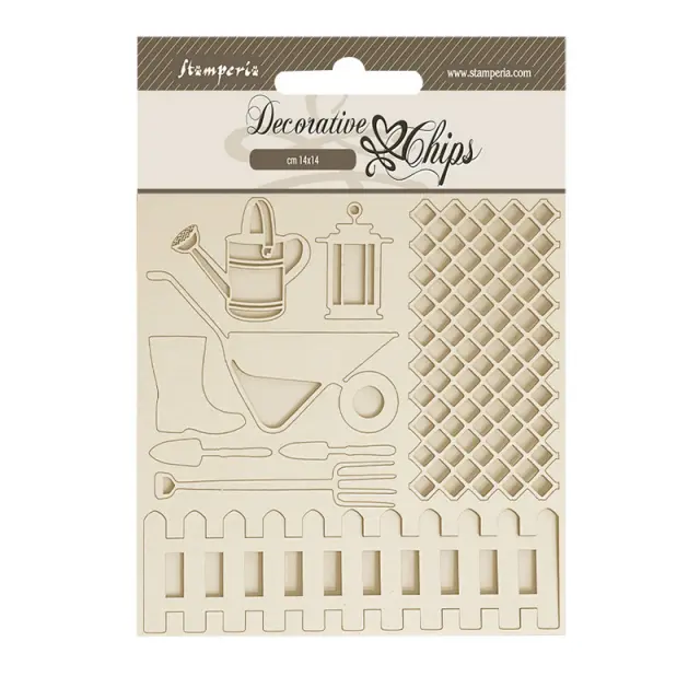Chipboard Stamperia 14x14cm, Garden, Tools