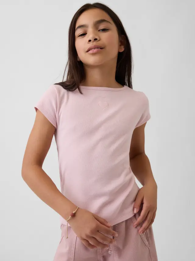 Παιδική Cap-Sleeve Fitted Μπλούζα Pink