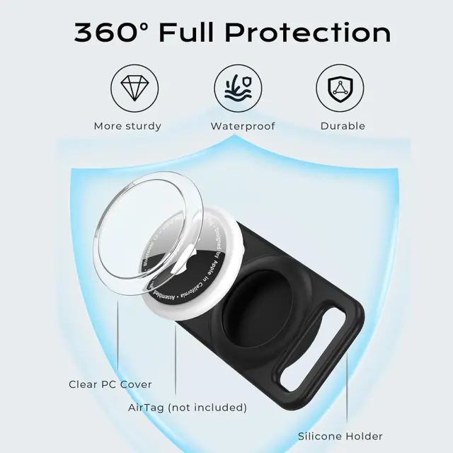 Techsuit BuddyGuard DG1 Θήκη AirTag για Περιλαίμιο Σκύλου Αδιάβροχη Full Body Μαύρη 2