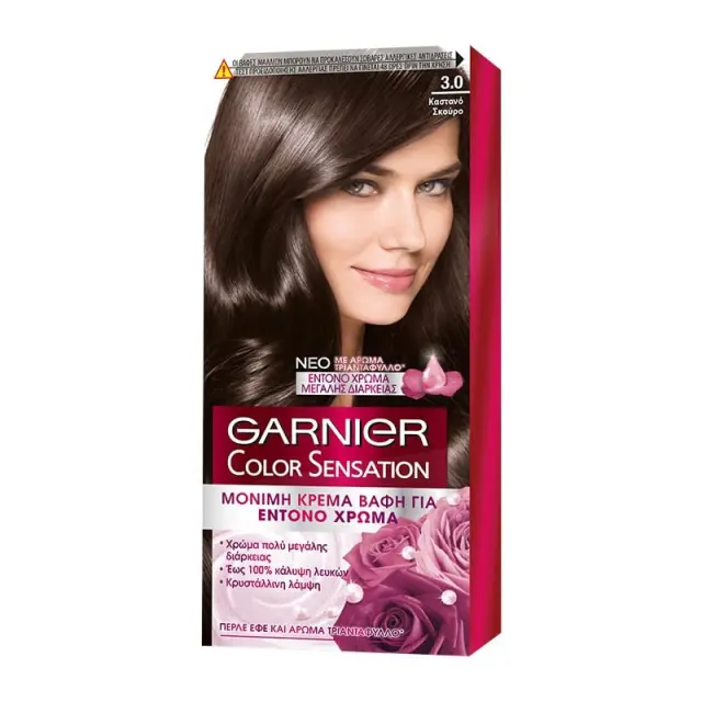 Garnier Color Sensation Μόνιμη Βαφή Μαλλιών Κρέμα Για Έντονο Χρώμα 40ml | Απόχρωση Νο 3.0