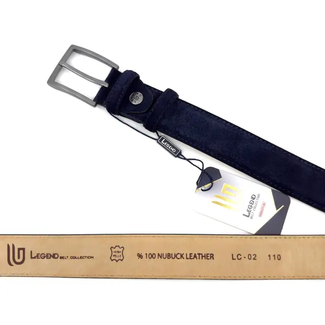 Μπλε Δερμάτινη Ζώνη Nubuck Suede 3,5 cm - 135cm 2