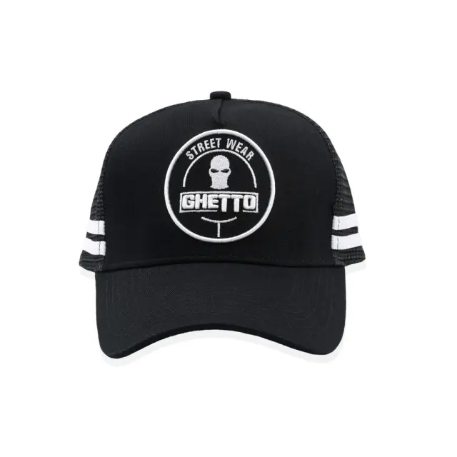 Ghetto Street Wear Logo 3D Embroidery | Black Trucker Cap 2