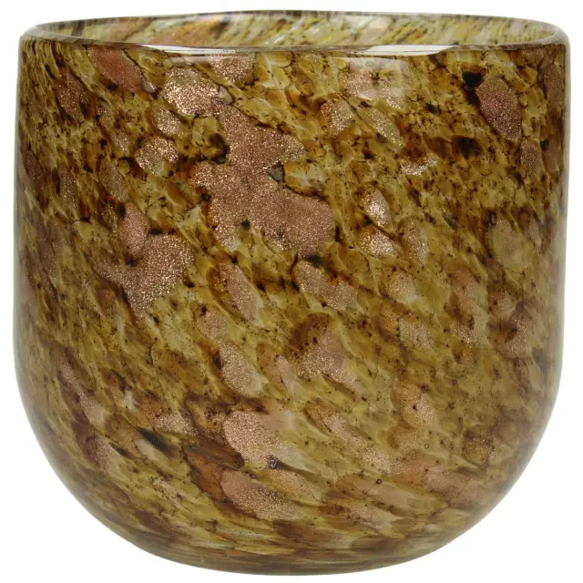 Κηροπήγιο Καφέ Γυαλί 12.5x12.5x10cm