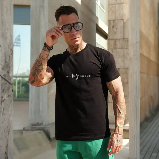 T-shirt Noshame® Μαύρο με τύπωμα - 142502 - XXL