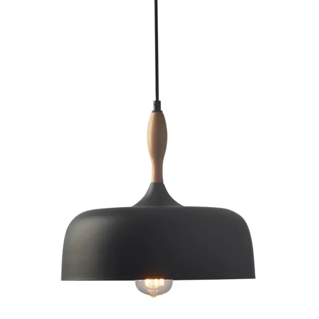 ΚΑΜΠΑΝΑ ΜΕΤΑΛΛΙΚΗ ΜΑΥΡΗ ΜΕ ΞΥΛΟ 1 Χ Ε27 Φ32CM CUBA / KS1513P321BK