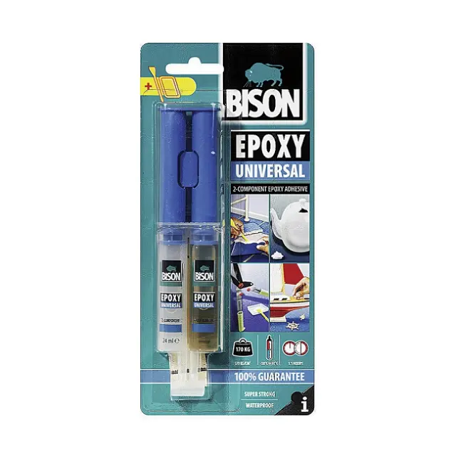Bison epoxy universal Κόλλα εποξική γενικής χρήσης κατασκευαστική Διπλή σύριγγα 24ml blister / 88.66623 2