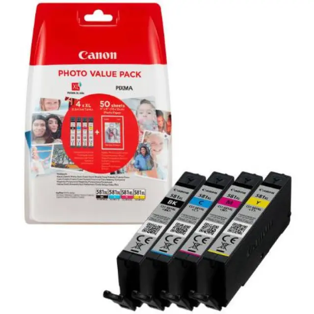 Μελάνι Canon CLI-581XL photo value pack & φωτογραφικό χαρτί 50 φύλλα