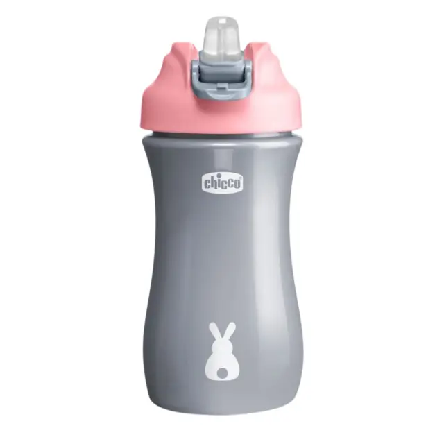 Chicco Παιδικό Ποτηράκι Pop Up από Σιλικόνη Ροζ 350ml για 24m+