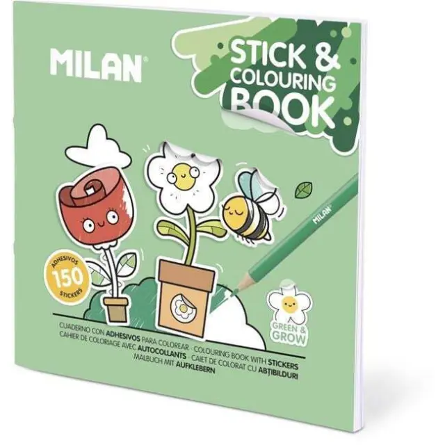 Milan Βιβλίο Χρωματισμού με 150 Αυτοκόλλητα / Stick & Colouring Book: Green & Grow