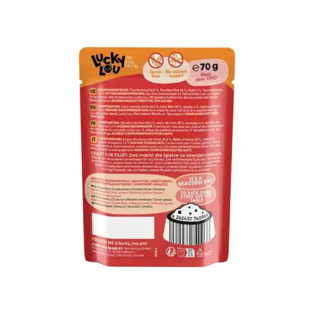Lucky Lou ExtraFood Φιλέτο Τόνου με Μήλο (Σε Ζωμό) Φακελάκι 70gr 3