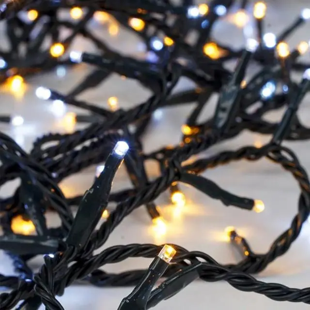 200 LED Με Επέκταση Ως 3 Μετασχηματιστή Προέκταση 300cm Πράσινο Καλώδιο Λευκό Και Θερμό Λευκό Φως IP44