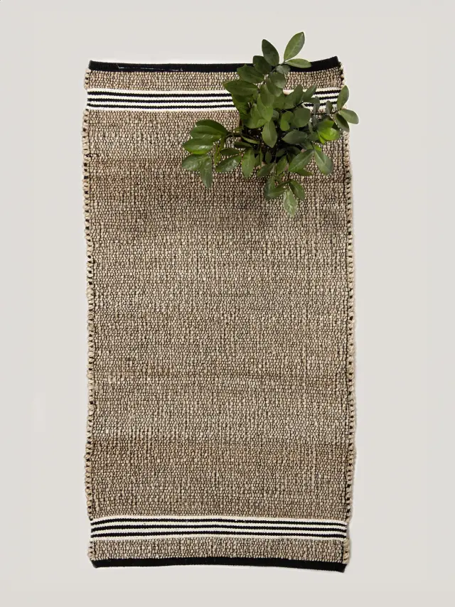Χαλάκι Διαδρόμου 60x130 Nima Ray Beige-Black 70% Jute-30% Cotton 2