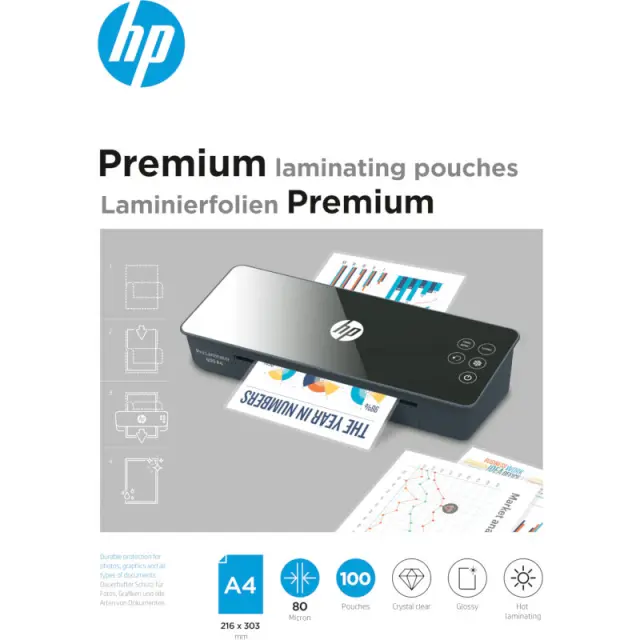 Φύλλα Πλαστικοποίησης Premium Για Α4 80 Microns 100Τμχ HP 9123