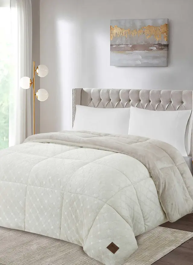 Κουβερτοπάπλωμα EMBOR CREAM MADI μονό: 160 x 220 εκ.