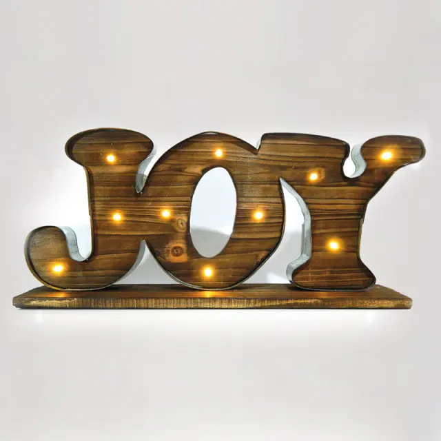 Ξύλινη Επιγραφή "Joy", Φωτιζόμενη, 50X9X23cm