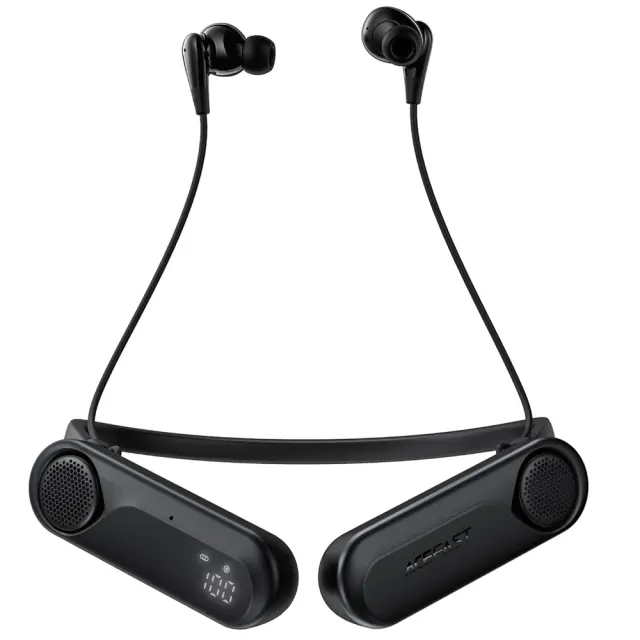 Bluetooth Hands Free Acefast N11 Neckband ENC v6.0 900mAh TF Card 90hrs Αναπαραγωγής με Ενσωματωμένα Ηχεία 1.5W και Δόνηση IPX4 Μαύρα