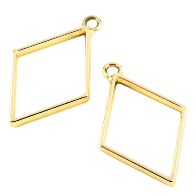 Μεταλλικό Κρεμαστό Open Back - Rhombus - 40x25.5x3.5mm - Golden - 4τεμ