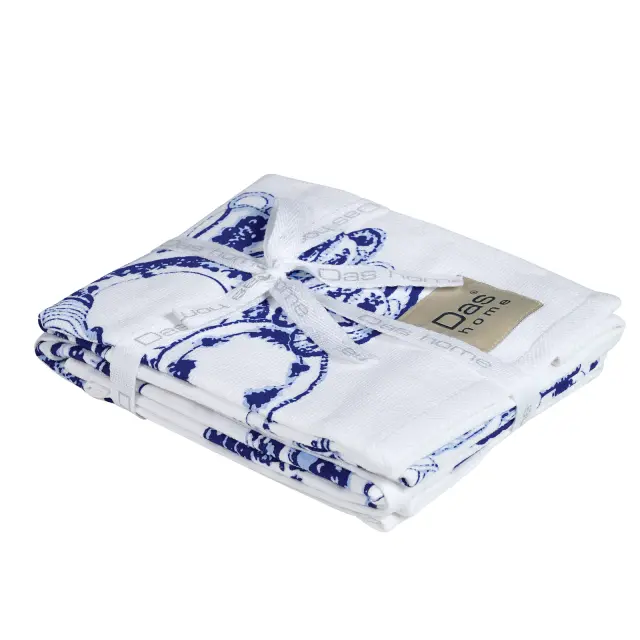 Πετσέτες Κουζίνας Σετ 2 Τεμ 40x60 Das Home 0738 White-Blue 100% βαμβακερό 2