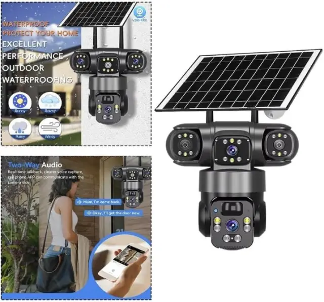 Ηλιακή κάμερα ασφαλείας IP τριπλή - WIFI - Security Camera - Q20 - 020324 2