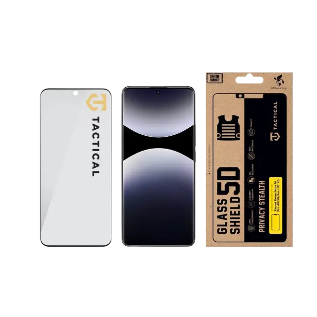 Tactical Glass Shield Privacy Stealth 5D for Xiaomi Redmi Note 14 Pro 4G/5G/Poco X7 5G Black 3