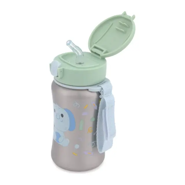 Skip Hop Besties Squad Ανοξείδωτο Παγούρι με Καλαμάκι 350ml Elephant Green 2