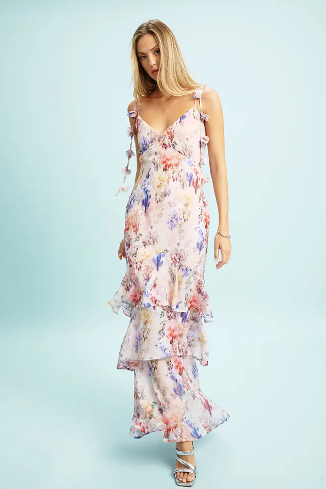 Floral Maxi Φόρεμα με Βολάν ANDRES DRESS - XS