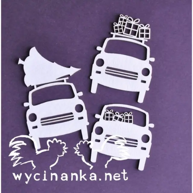 Chipboard αυτοκίνητα με δώρα, 6,5x4cm, σετ 3τεμ