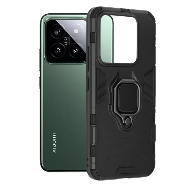Techsuit® Silicone Shield Θήκη με Ring Holder για Xiaomi 15 Pro- Black