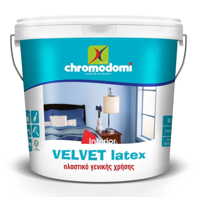 CHROMODOMI VELVET LATEX - ΟΙΚΟΝΟΜΙΚΟ ΠΛΑΣΤΙΚΟ ΧΡΩΜΑ ΜΕΓΑΛΗΣ ΚΑΛΥΠΤΙΚΟΤΗΤΑΣ ΛΕΥΚΟ 3lt