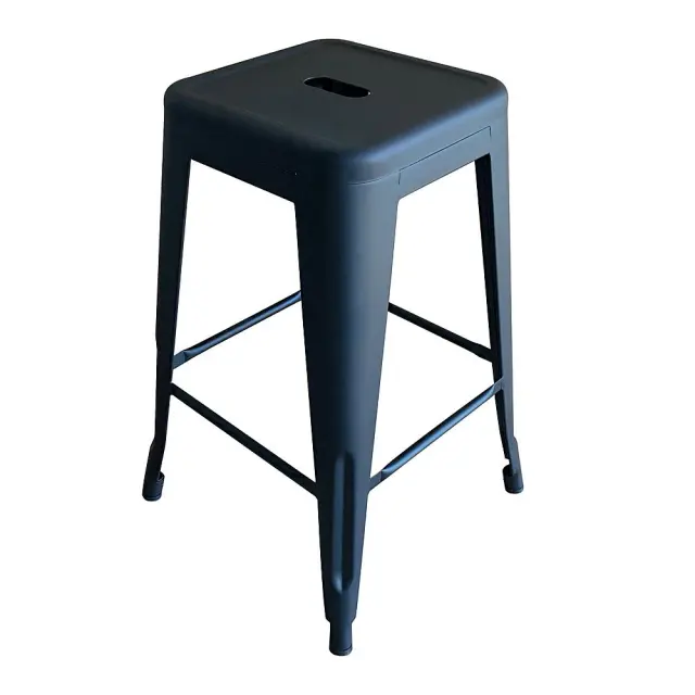 Σκαμπό Bar RELIX Στοιβαζόμενο Μαύρο Ματ Μέταλλο 43x43x64cm