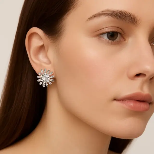 Ghetto Sunburst Stud Earrings in Stainless Steel 2
